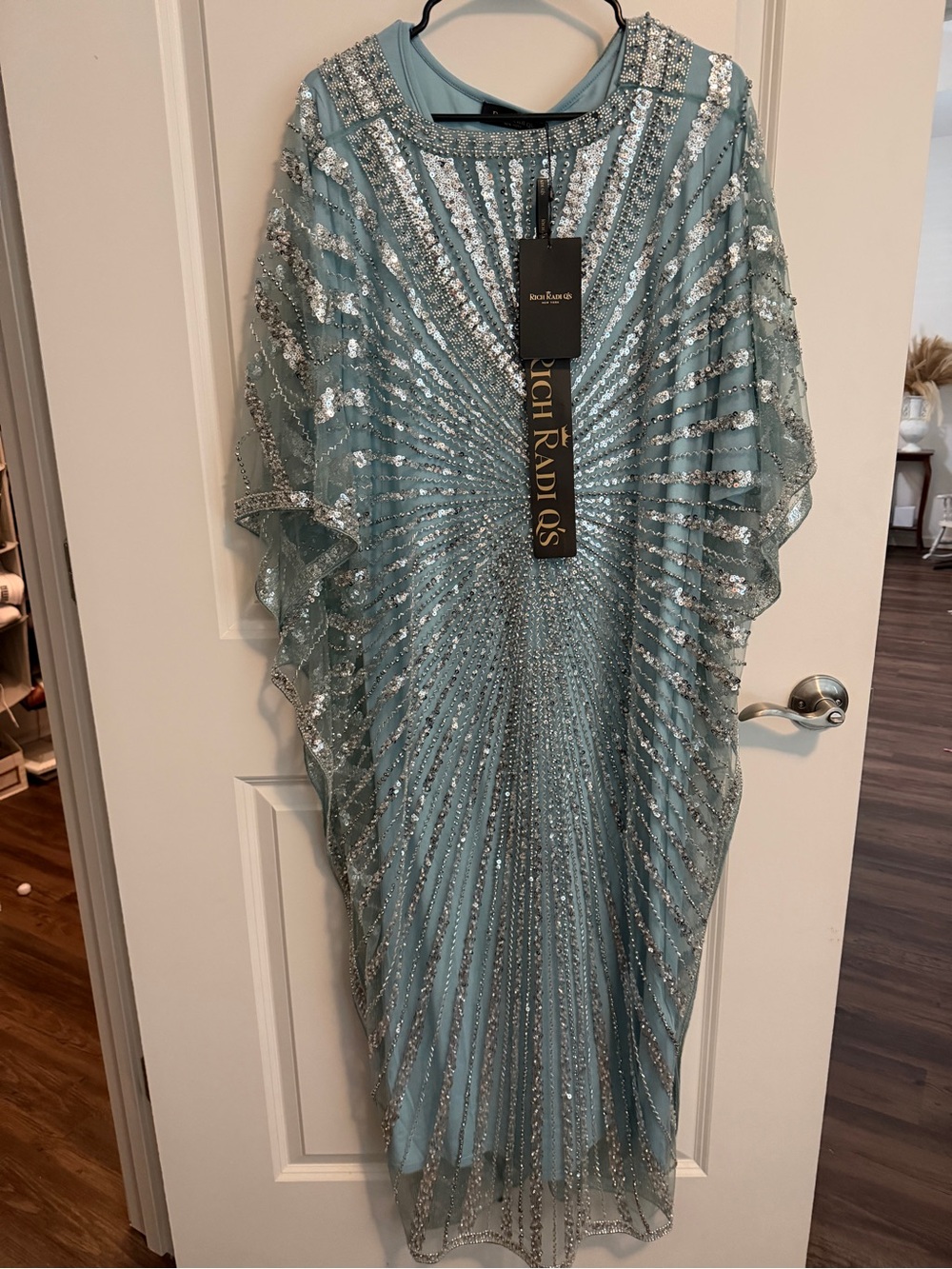 Seafoam Sequined Beaded Maxi Dress